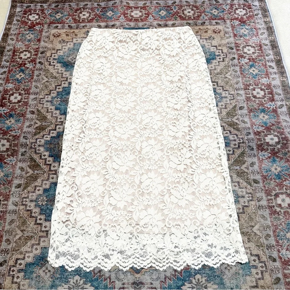 NWT Skies are Blue• Cream and nude lace midi skirt size extra small XS NEW - Picture 3 of 14